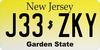 NJ license plate J33ZKY