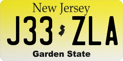 NJ license plate J33ZLA