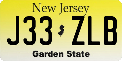 NJ license plate J33ZLB