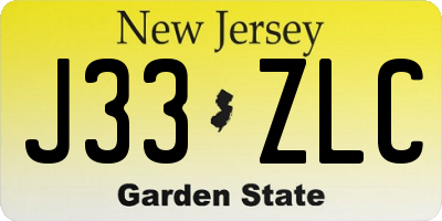 NJ license plate J33ZLC