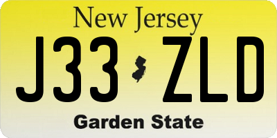 NJ license plate J33ZLD