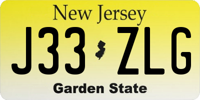 NJ license plate J33ZLG