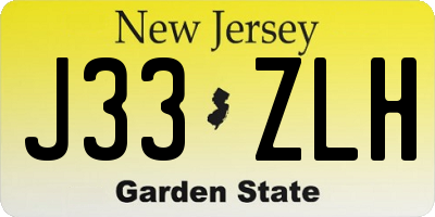 NJ license plate J33ZLH