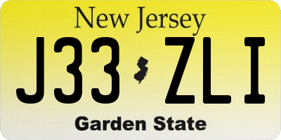 NJ license plate J33ZLI