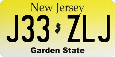 NJ license plate J33ZLJ