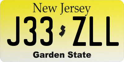 NJ license plate J33ZLL