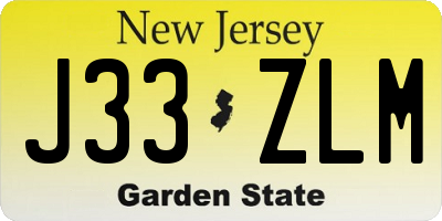 NJ license plate J33ZLM