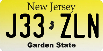 NJ license plate J33ZLN