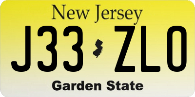 NJ license plate J33ZLO