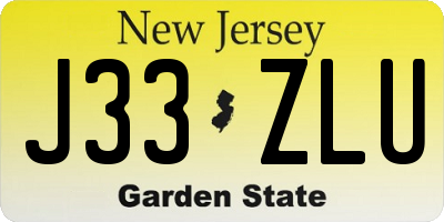 NJ license plate J33ZLU