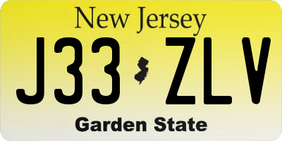 NJ license plate J33ZLV