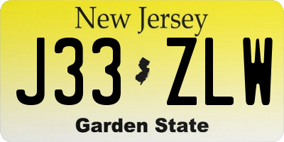 NJ license plate J33ZLW