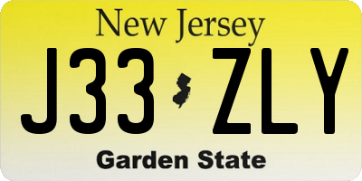 NJ license plate J33ZLY