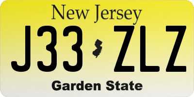 NJ license plate J33ZLZ