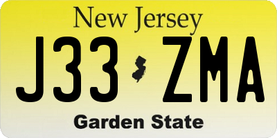 NJ license plate J33ZMA