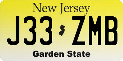 NJ license plate J33ZMB