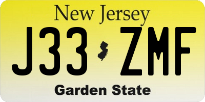 NJ license plate J33ZMF