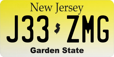 NJ license plate J33ZMG