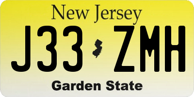 NJ license plate J33ZMH