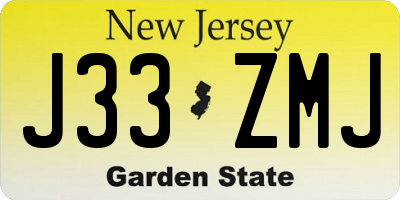 NJ license plate J33ZMJ