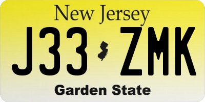 NJ license plate J33ZMK