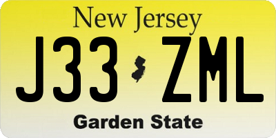 NJ license plate J33ZML