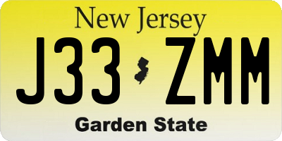 NJ license plate J33ZMM