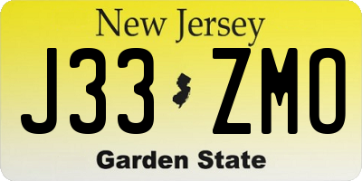 NJ license plate J33ZMO