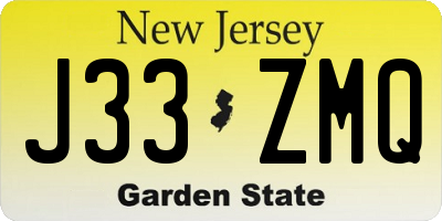NJ license plate J33ZMQ