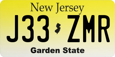 NJ license plate J33ZMR