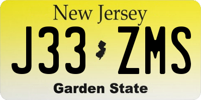 NJ license plate J33ZMS
