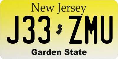 NJ license plate J33ZMU