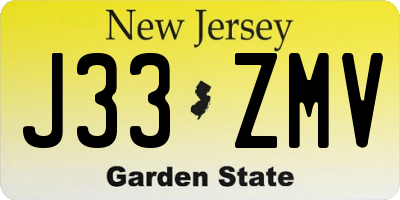 NJ license plate J33ZMV