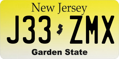 NJ license plate J33ZMX