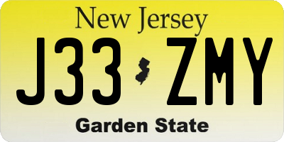 NJ license plate J33ZMY