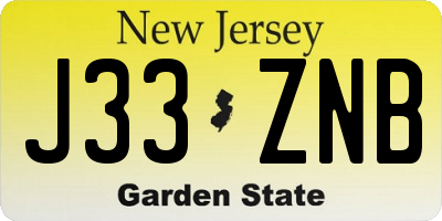 NJ license plate J33ZNB