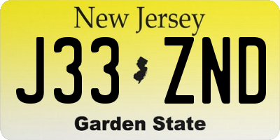 NJ license plate J33ZND