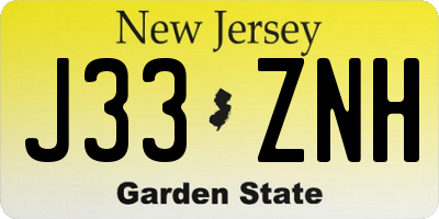 NJ license plate J33ZNH