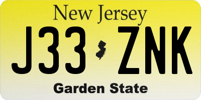 NJ license plate J33ZNK