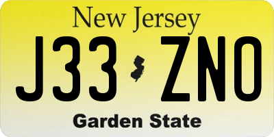 NJ license plate J33ZNO