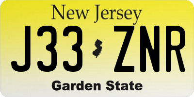 NJ license plate J33ZNR