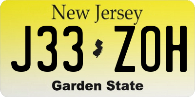 NJ license plate J33ZOH