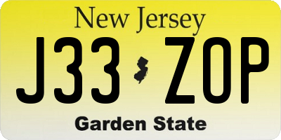 NJ license plate J33ZOP