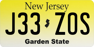 NJ license plate J33ZOS