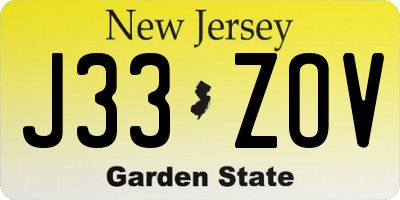 NJ license plate J33ZOV