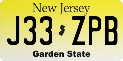 NJ license plate J33ZPB