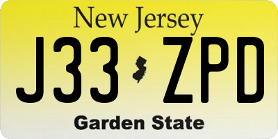 NJ license plate J33ZPD