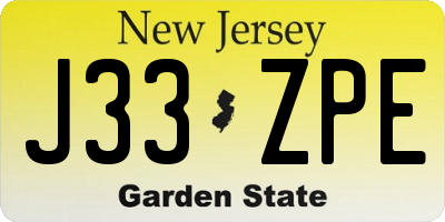 NJ license plate J33ZPE