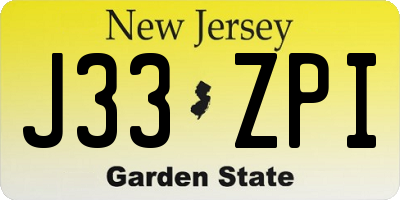 NJ license plate J33ZPI