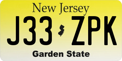NJ license plate J33ZPK